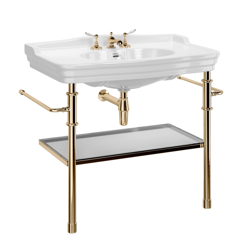 Imperial Regent 1000mm Basin With Charlotte Antique Gold Wash Stand